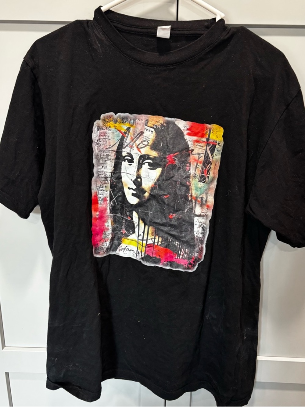 MONA LISA Black Tee with Multicolor Graphic